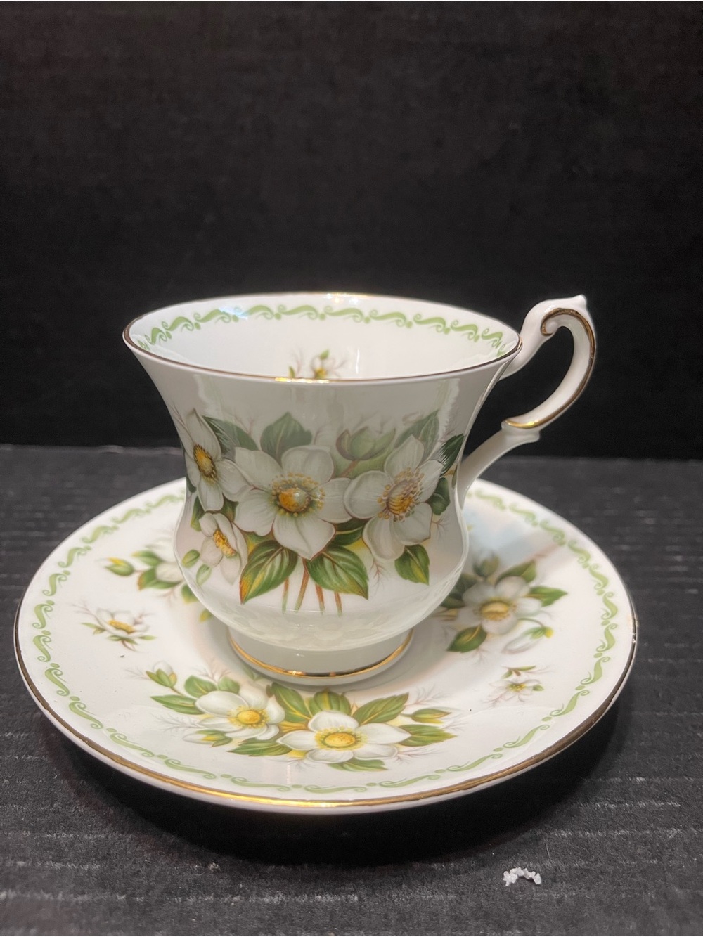 Vintage Queens Bone China Christmas Rose Cup Saucer Set